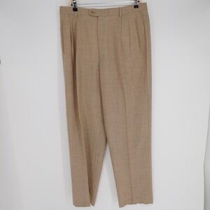 Zanella Duncan Trouser Pants 36 Tan Wool Baggy Pleated Italy Dress Office